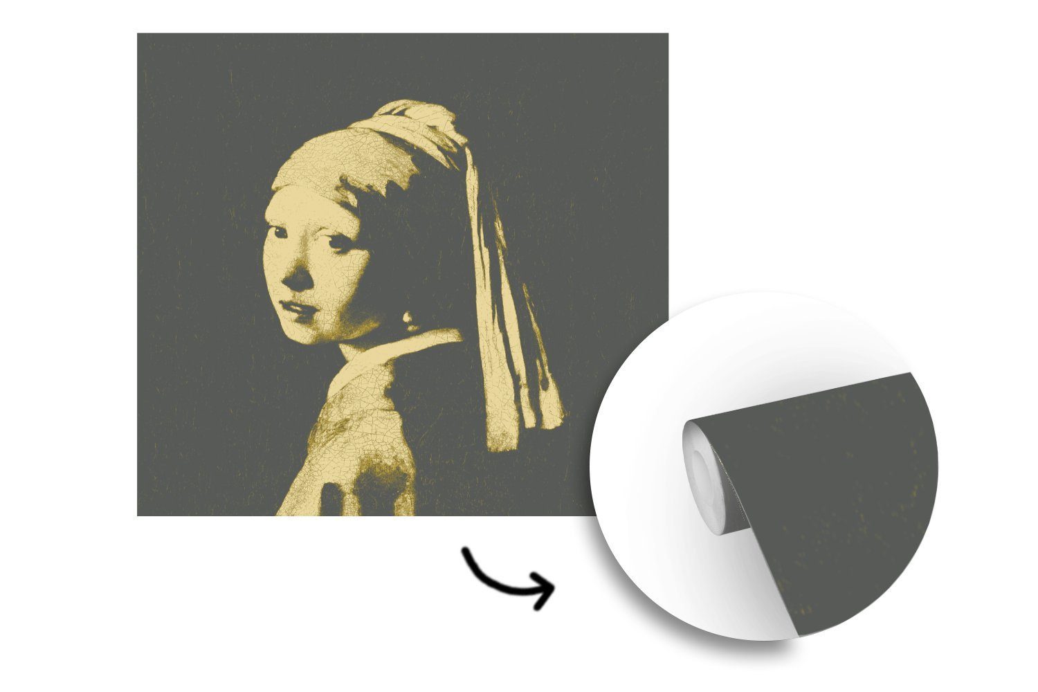 für Fototapete MuchoWow Perlenohrring oder St), bedruckt, Vermeer Wandtapete - Kunst, - Tapete mit Vinyl Mädchen Schlafzimmer, Das dem Wohnzimmer Matt, (5