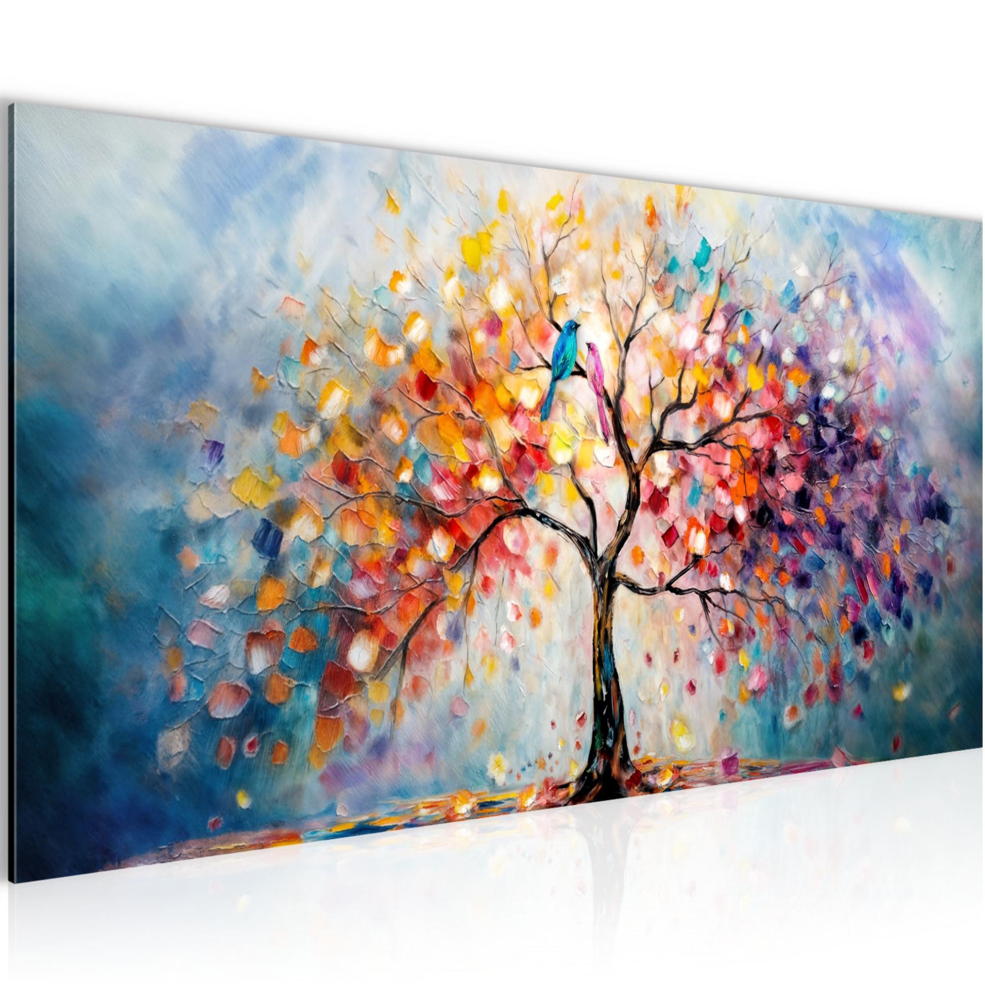Runa Art Wandbild Baum Modern Bild auf Vlies Leinwand Natur Wohnzimmer, Baum Blau