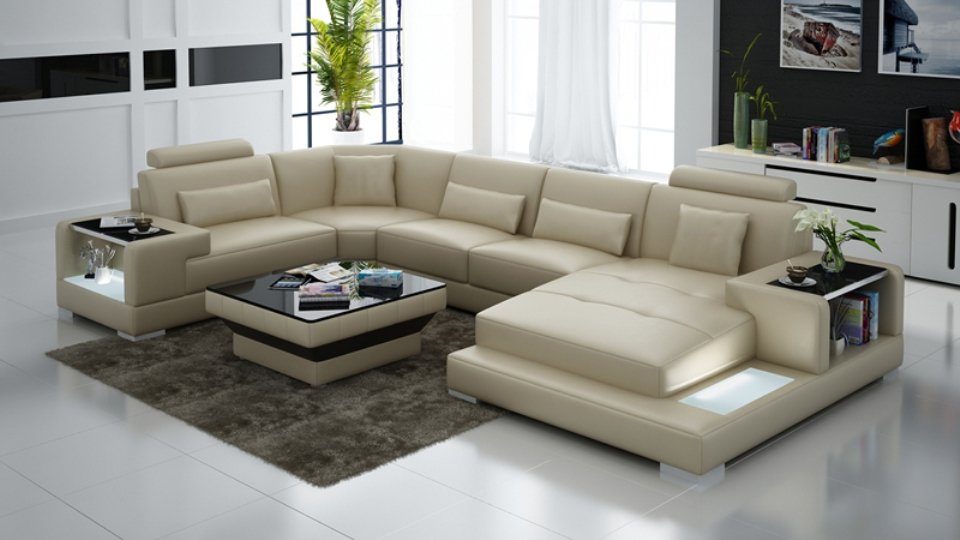 JVmoebel Ecksofa, Design Ecksofa Ledersofa Sofa Modern Eck Couch Wohnlandschaft