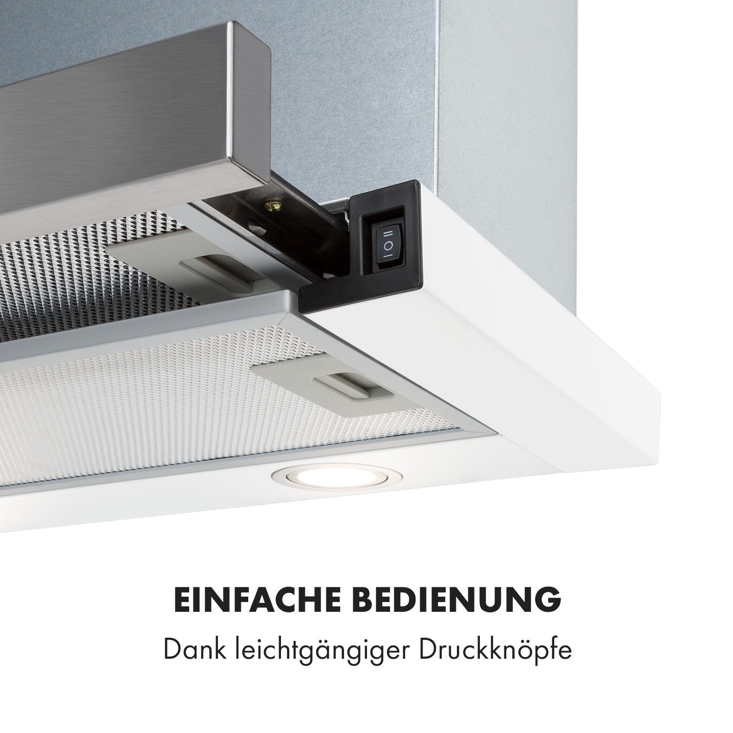 Klarstein Deckenhaube Mariana 60 Flachschirmhaube 500 m³/h Abluft LED weiß – Bild 4 von 5