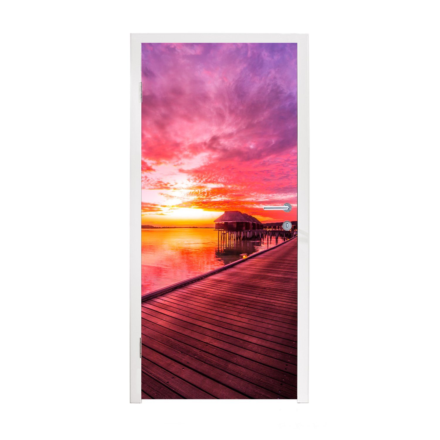 MuchoWow Türtapete Meer - Farben - Sonne, Matt, bedruckt, (1 St), Fototapete für Tür, Türaufkleber, 75x205 cm