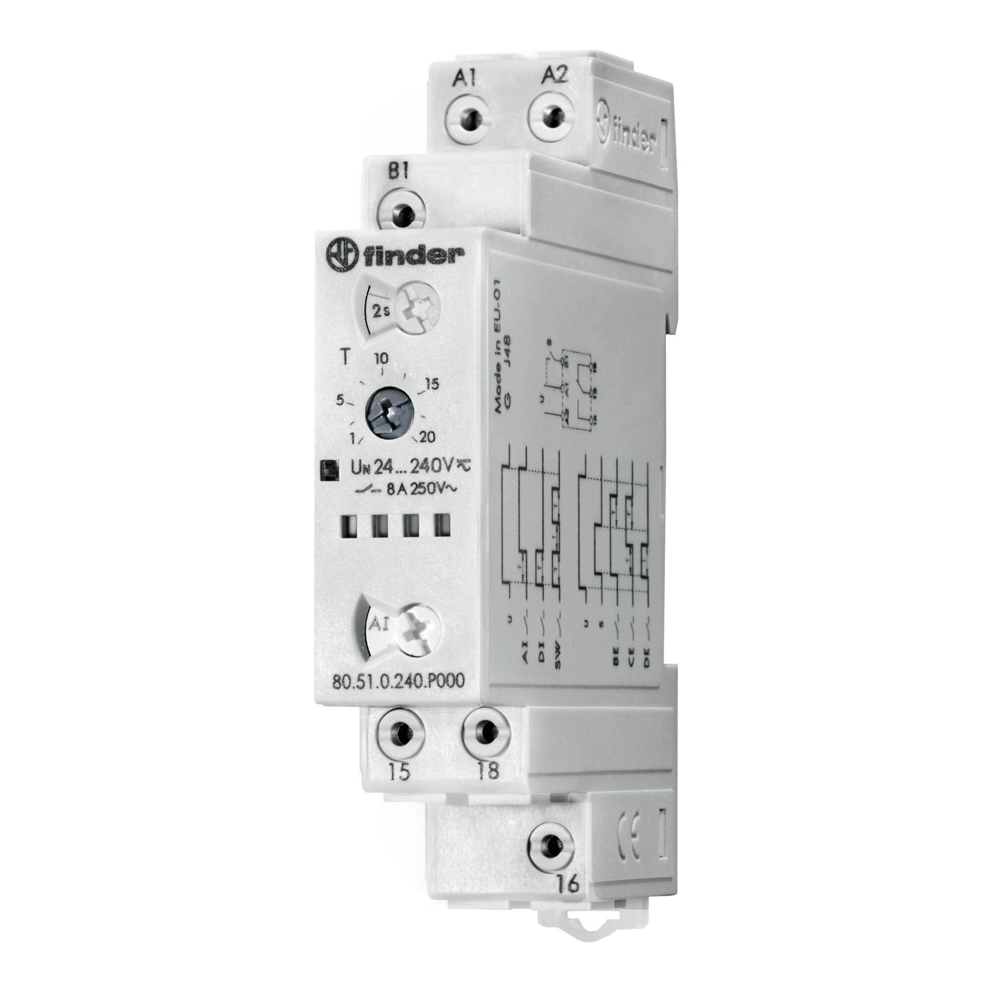 finder Zeitschaltuhr Finder Zeitrelais 1W, 8A, 24-240VAC/DC 80.51.0.240.P000