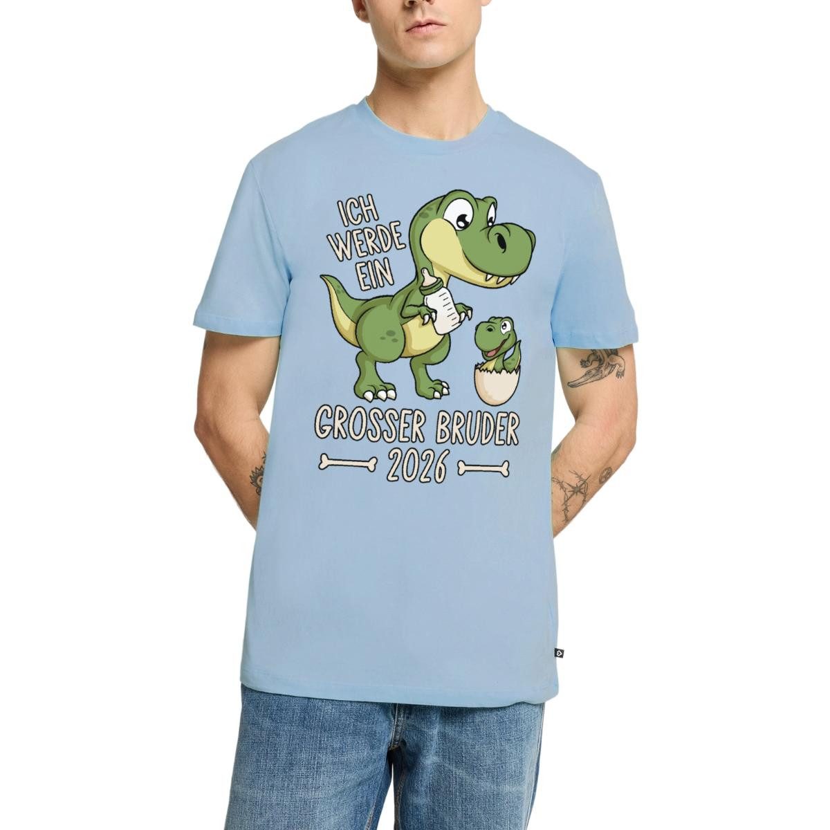 T-Shirt Großer Bruder 2026 Ei Baby Dino Dinosaurier Männer Premium T-Shirt