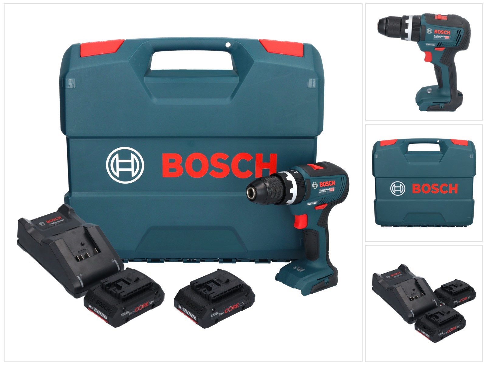Bosch Professional Akku-Schlagbohrschrauber GSB 18V-55 Professional 18 V 55 Nm Brushless + 2x ProCORE Akku 4,0 Ah