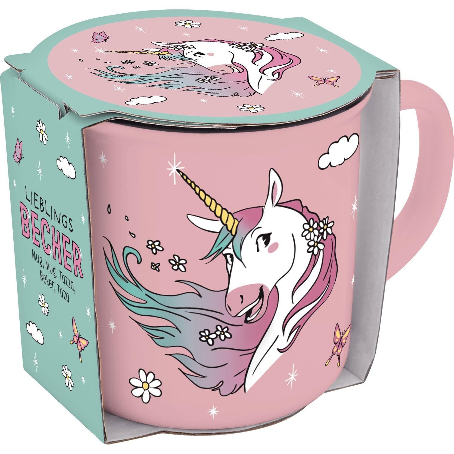 Sheepworld Tasse Kinder Tasse Becher 35cl Porzellan Geschenk Sheepworld EINHORN 74819, Porzellan