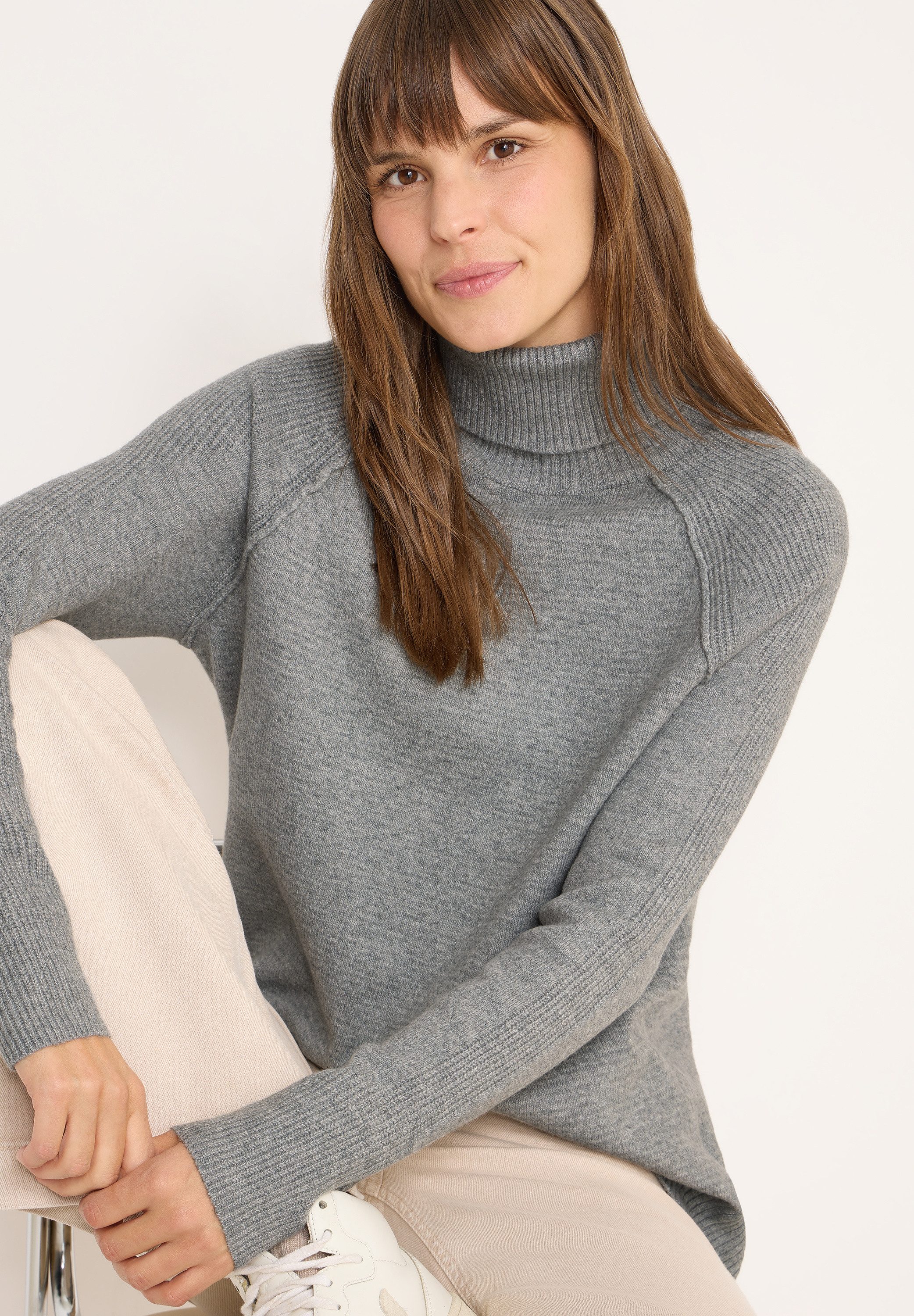 CECIL Rollkragenpullover im angenehmen Materialmix