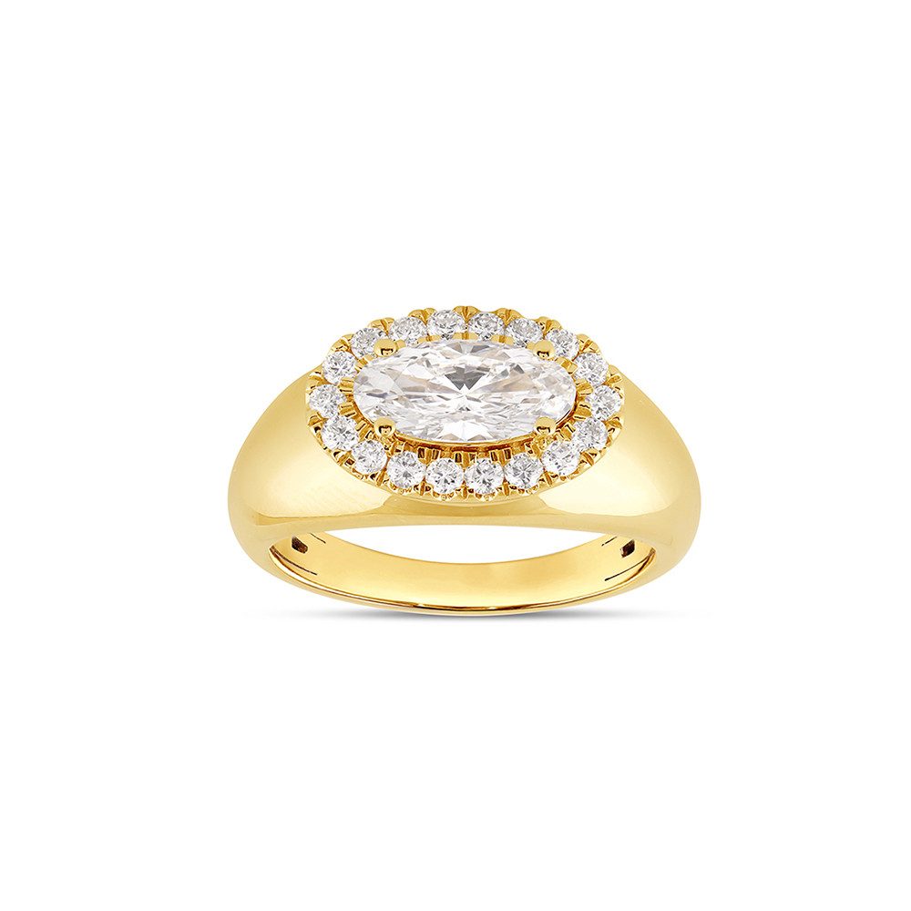 Stella-Jewellery Solitärring 585 Gelbgold Ring mit Labor Diamant 1,14 ct Oval (inkl. Etui), Labor Diamanten 1,16ct. - umlauf. Labor Diamanten 0,38ct