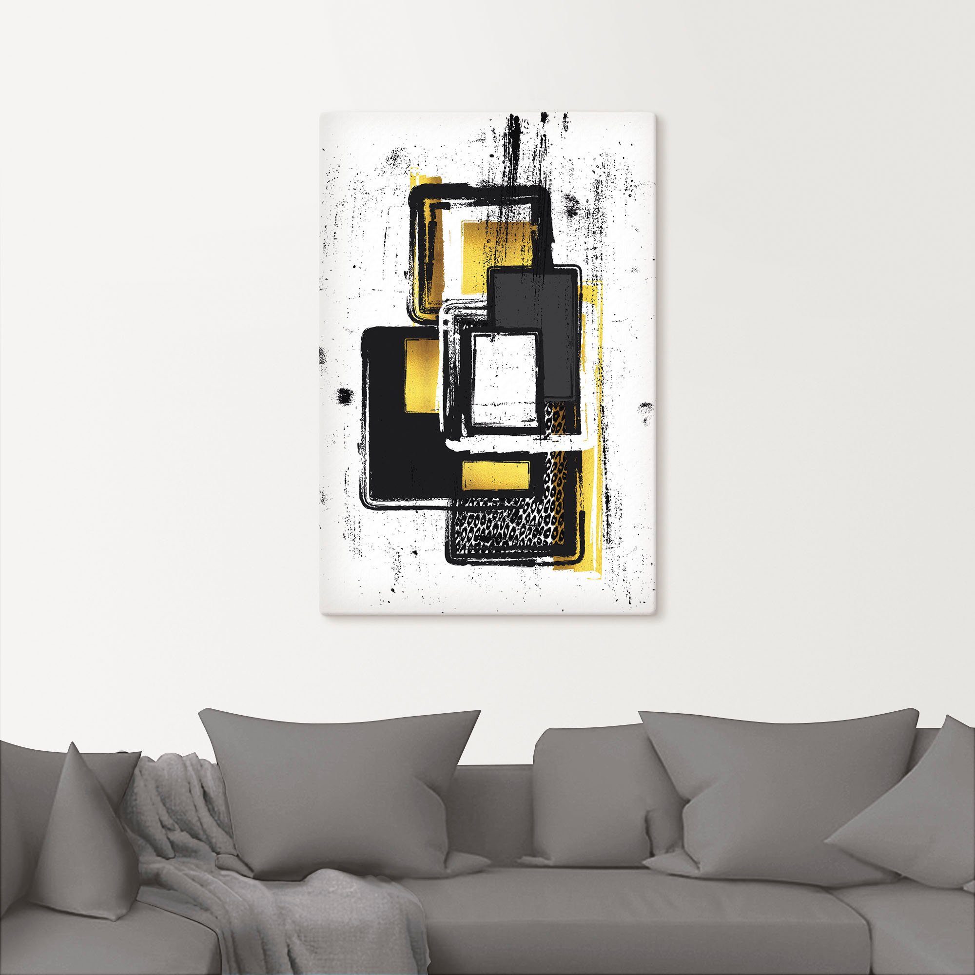 Artland Leinwandbild Abstrakte Malerei Nr. 3 gold, Muster (1 St), auf Holzrahmen gespannt