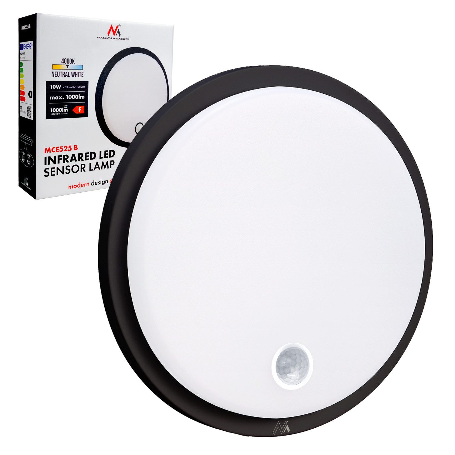 Maclean LED Außen-Wandleuchte mit PIR-Bewegungssensor MCE525, LED fest integriert, neutralweiß, 10 W, IP65, 1000 lm, neutrale Farbe