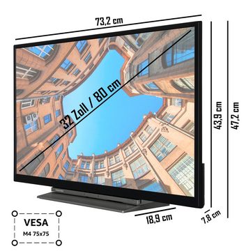 Toshiba 32WK3C63DAW LCD-LED Fernseher (80 cm/32 Zoll, HD-ready, Smart TV, HDR, Triple-Tuner, Alexa Built-In, 6 Monate HD+ inklusive)