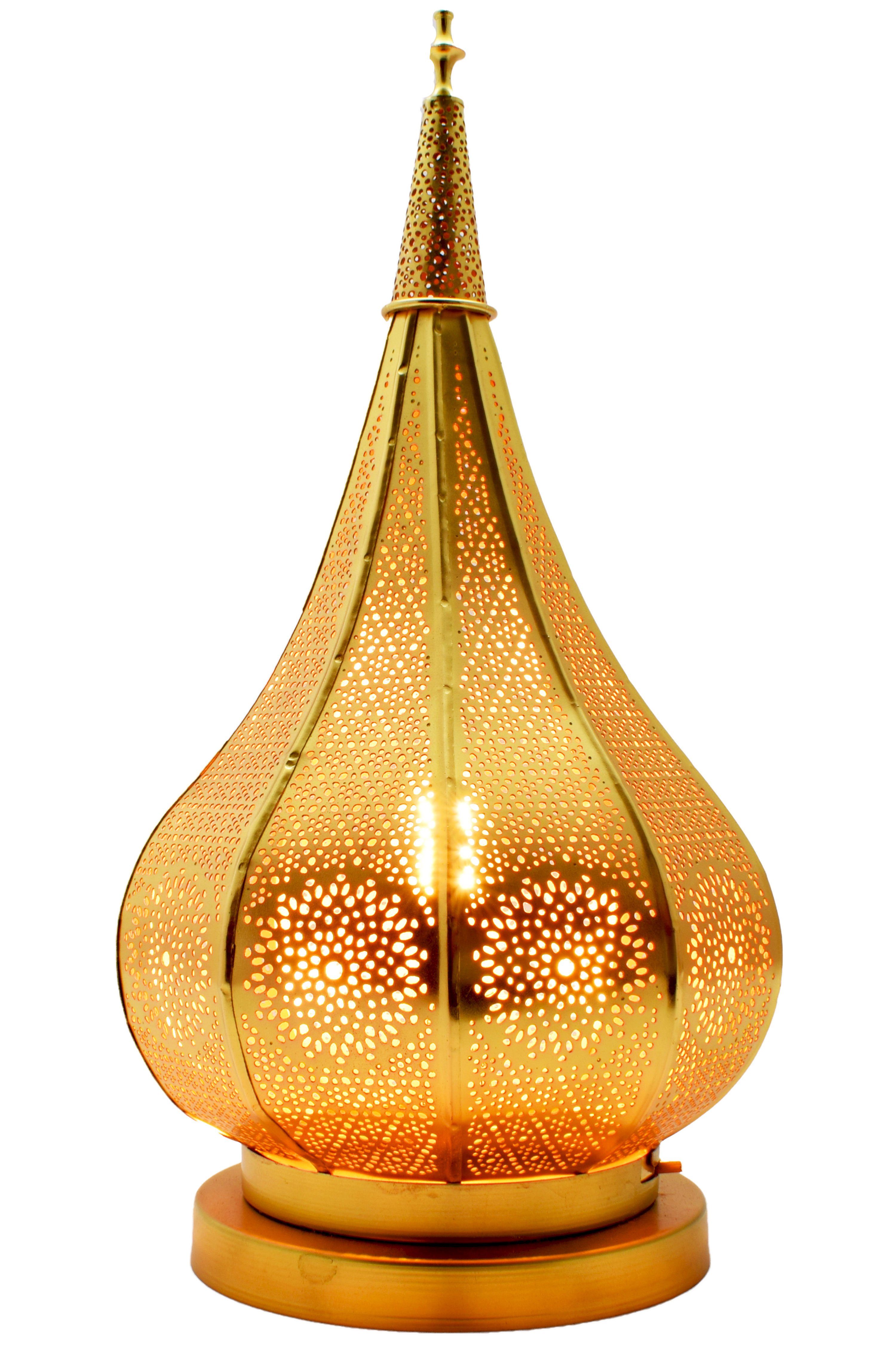 Marrakesch Orient & Mediterran Interior Kerzenlaterne Laterne Ezana im orientalischen Stil, aus Metall gefertigt, Gold 36 cm (1 St), Handarbeit – Bild 2 von 5