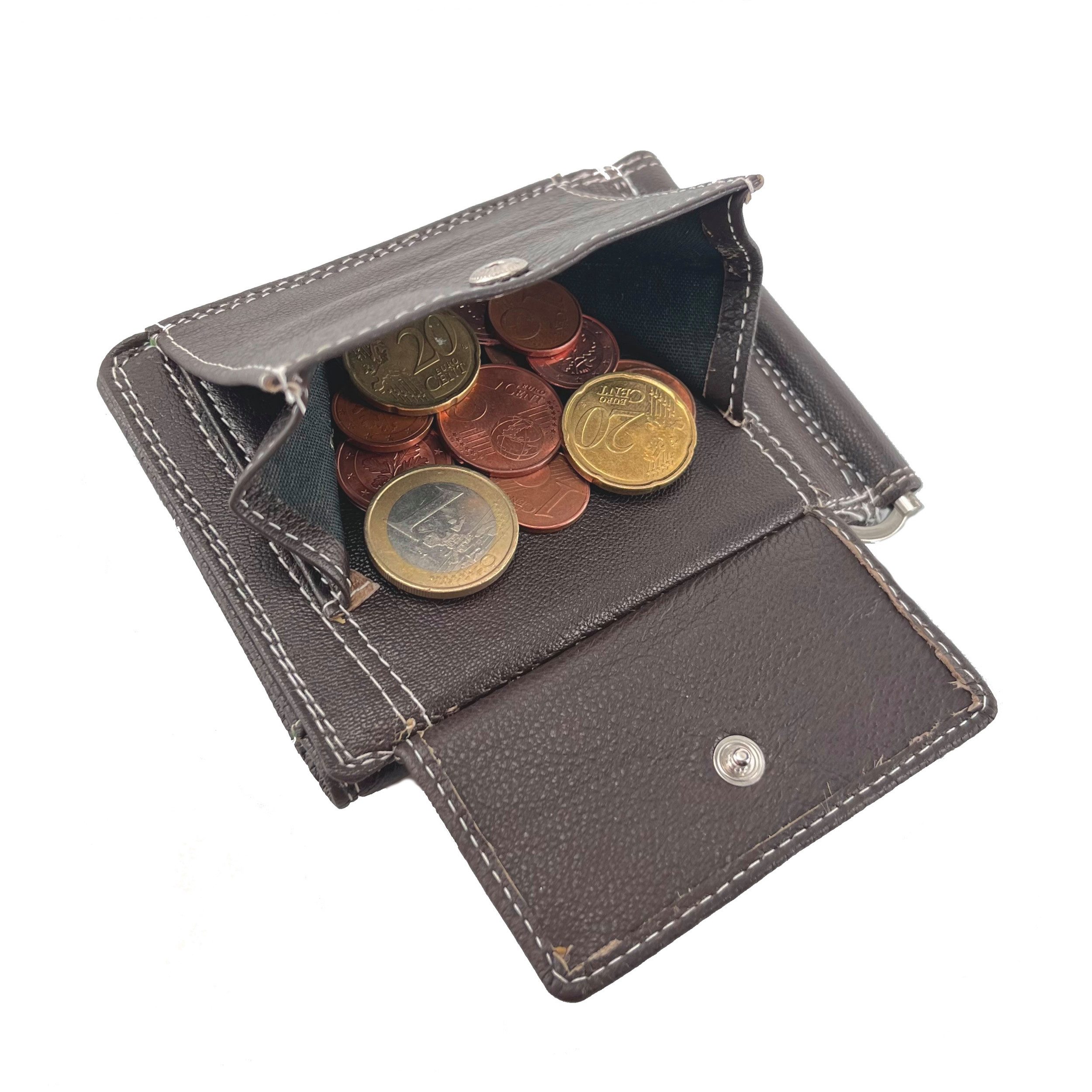L&B Geldbörse Rindsleder Portemonnaie, RFID-Schutz >2342< Dollarclip Geldbeutel, Druckknopffach & Geldklammer + 9 Kartenfächer + Münzfach – Bild 3 von 5