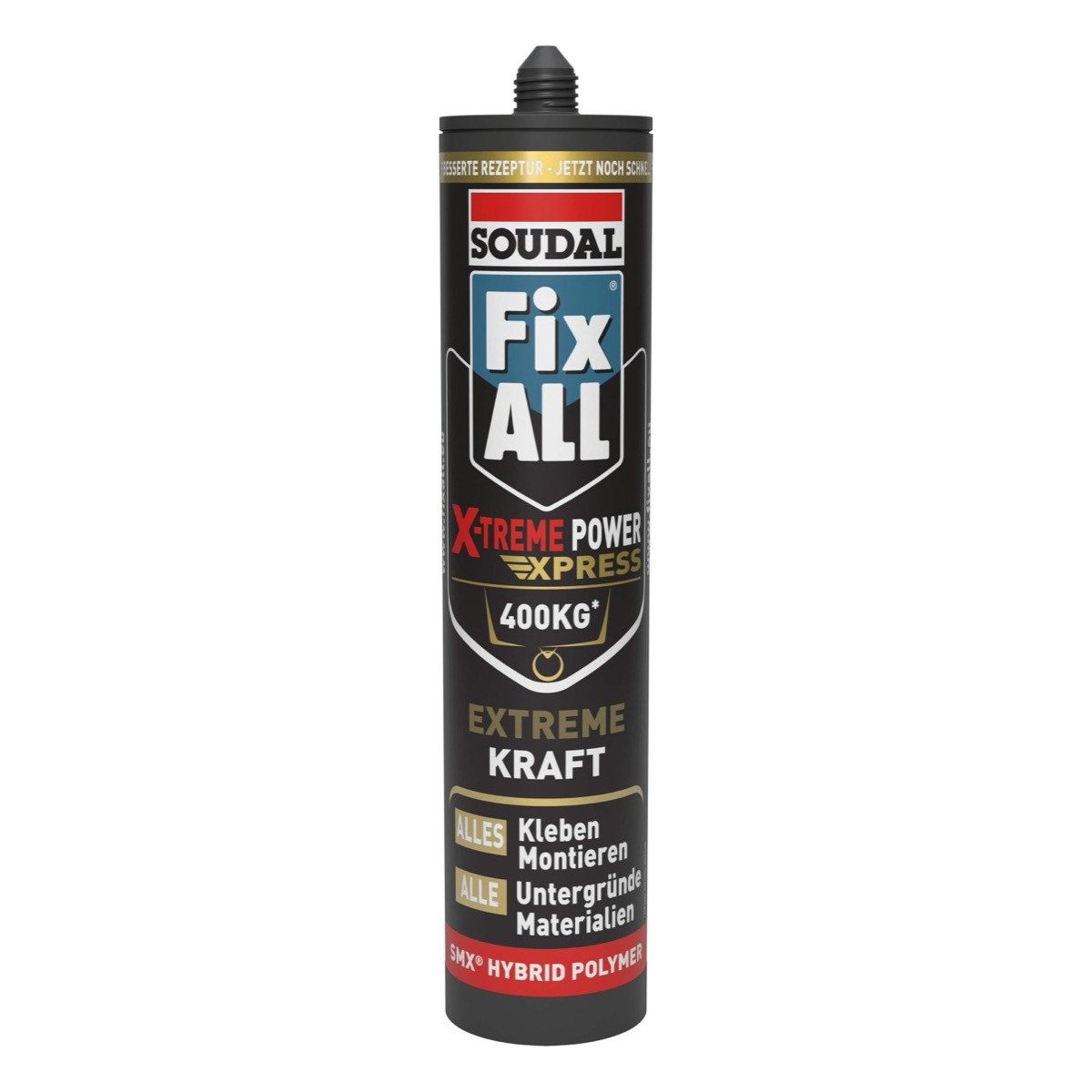 SOUDAL Montagekleber Fix ALL X-Treme Power Express Hybrid Universalkleber, Extrem starker Montagekleber für schwere Materialien - Farbe: Weiß
