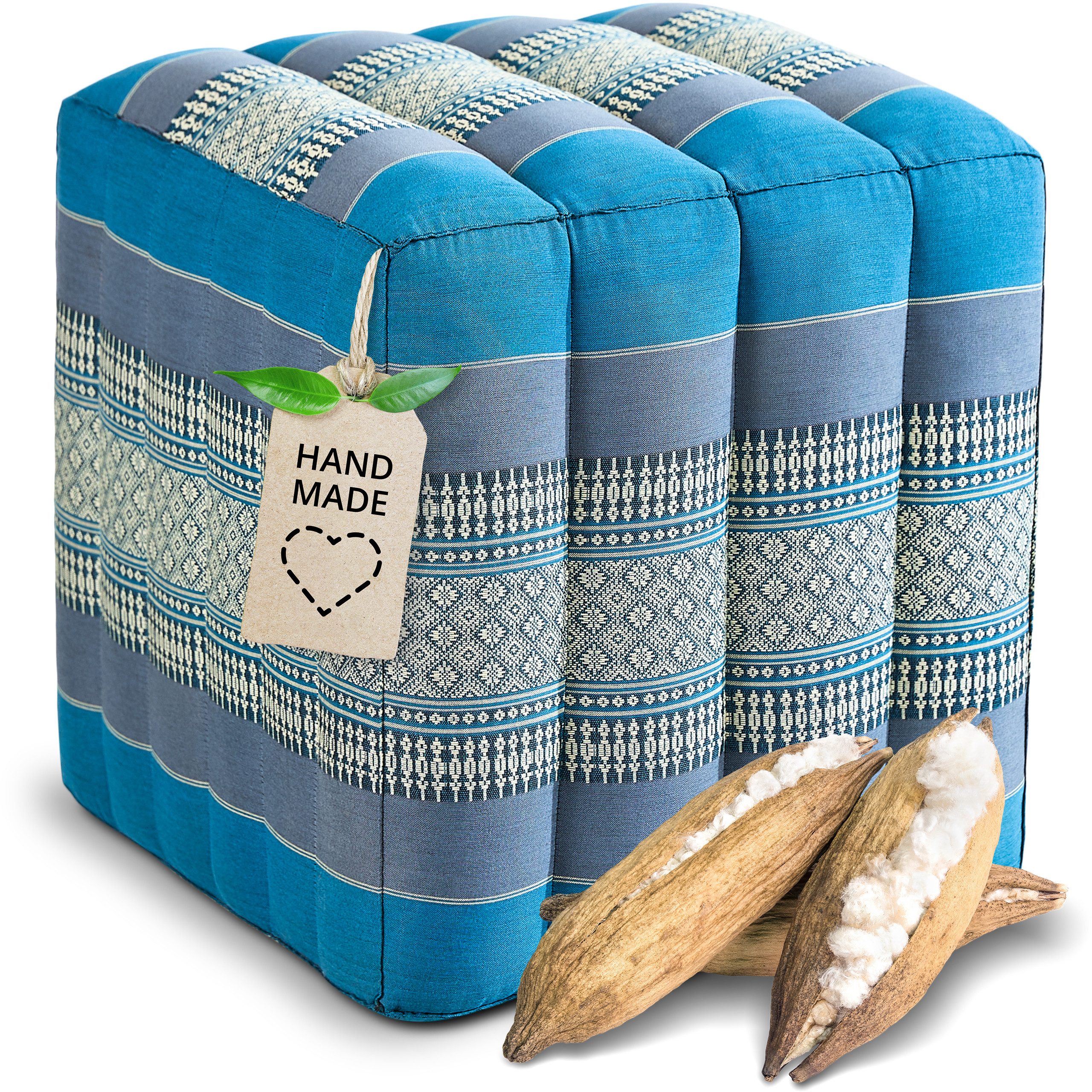 livasia Polsterhocker Würfelkissen - 40x40x40cm - Sitzwürfel, Kapok, vegan, handgefertigt