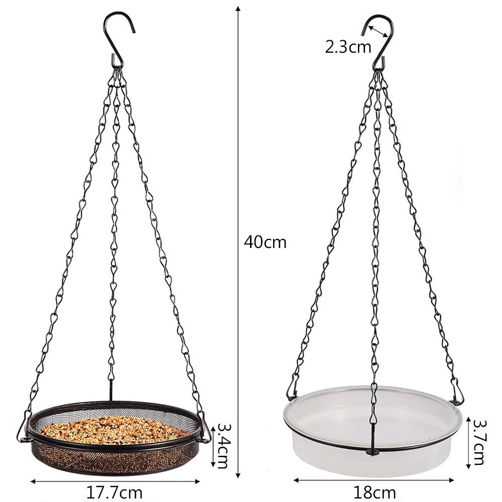 TUWENA Futterstation 2er Set Vogelfutterspender zum Aufhängen, Vogeltränke für Wildvögel, Vogelfütterer mit Eisenkette und Haken für Garten, Terrasse, Bauernhof