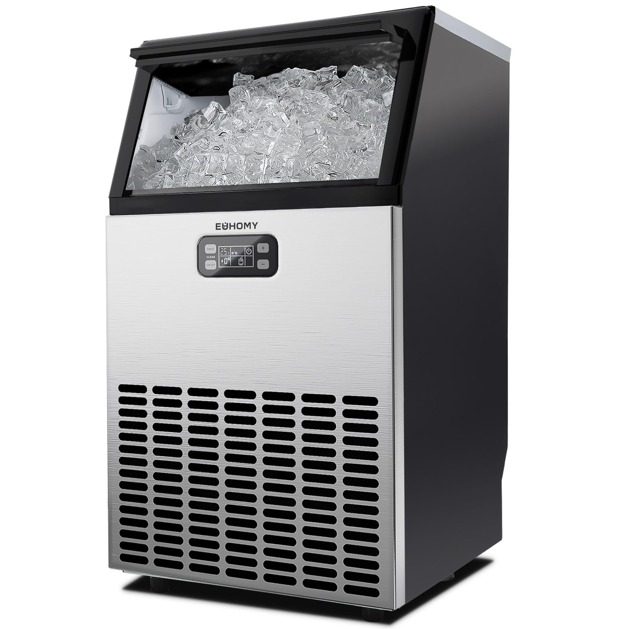 EUHOMY Eiswürfelmaschine Gewerbliche Eiswürfelmaschine, 24H-Timer, LCD-Anzeige, Selbstreinigung, ideal für Bars, Getränkemärkte und große Feiern
