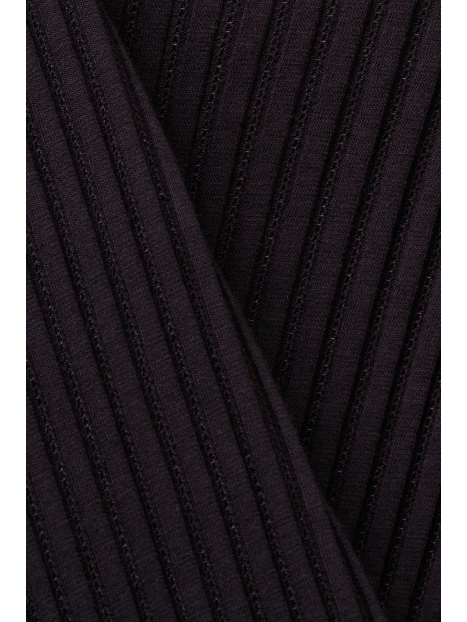 Rundhalsausschnitt BLACK weitem 3/4-Arm-Shirt mit edc Pointelle-Top Esprit by