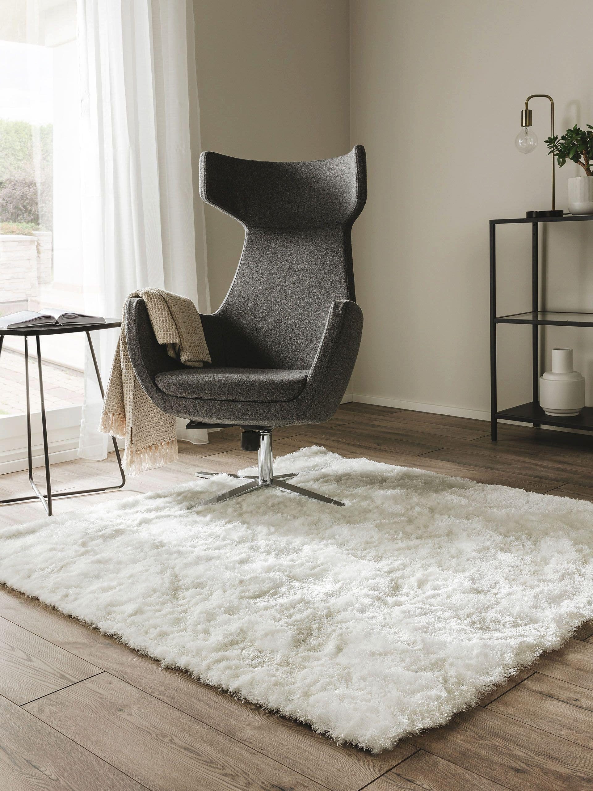 benuta Teppich Whisper, quadratisch, Höhe: 31 mm, Hochflorteppich Wohnzimmer, Schlafzimmer, Esszimmer, Flur, Weich