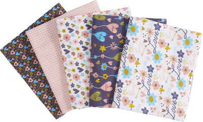 stafil Stoff Stoffpaket Patchy Hearts and Flowers, 5 Designs á 55 cm x 45 cm