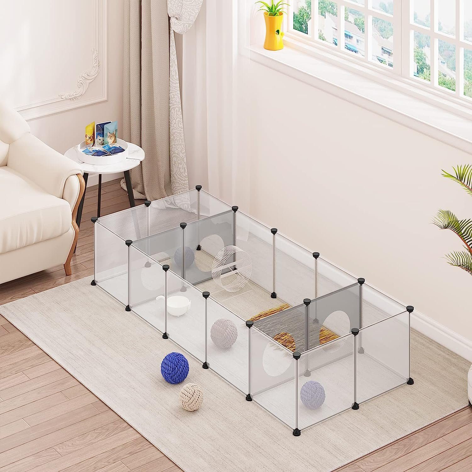EUGAD Freigehege, Freigehege für Kaninchen, Welpenauslauf DIY transparent
