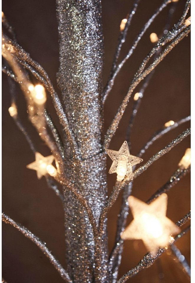 integriert, Silber-Glitter-Look LED LED fest Warmweiß, im Baum, Schneider 306-flammig,