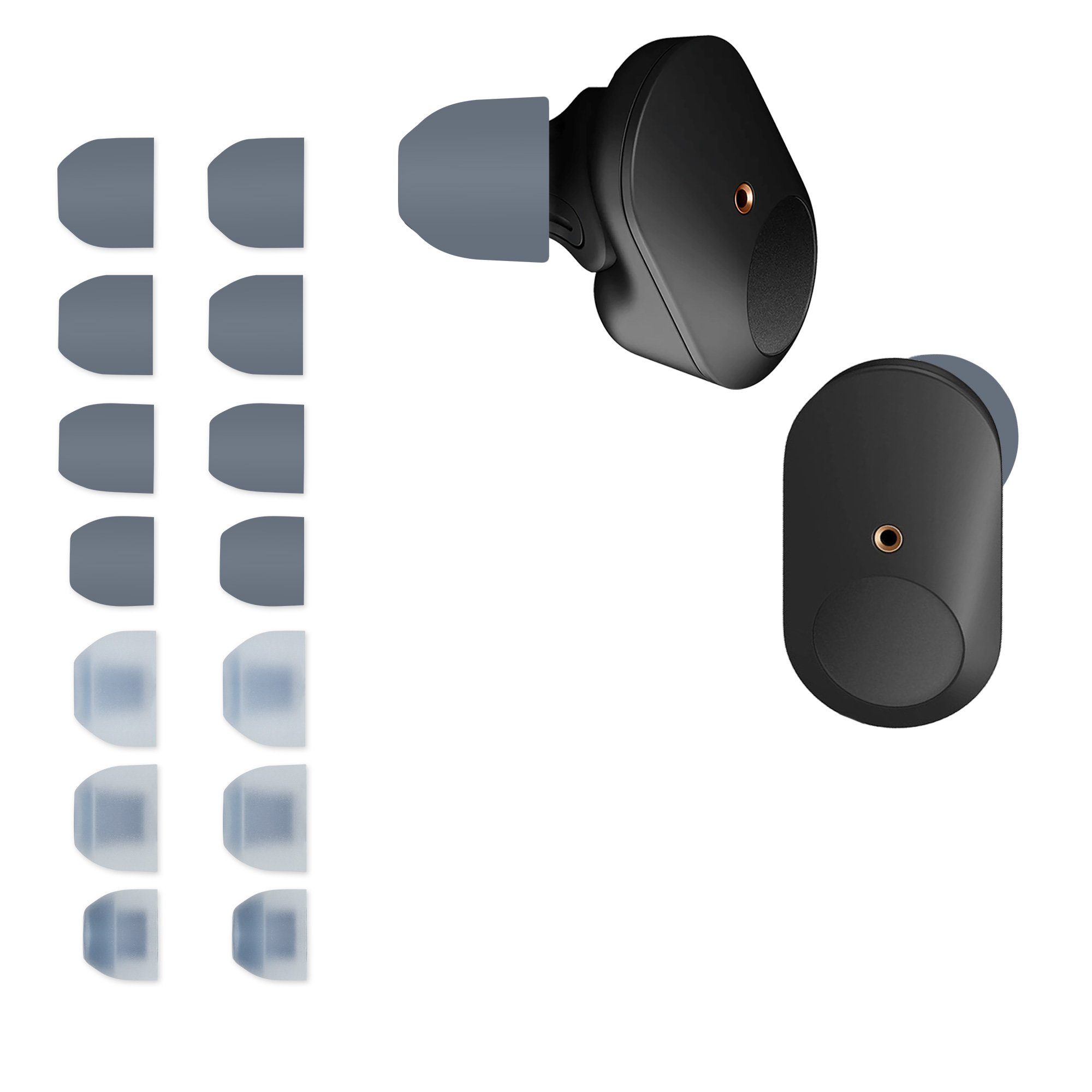Sony kwmobile Ohrpolster WF-1000XM4 Silikon Ersatz / Grau WF-1000XM5 (4 - Ersatzpolster In-Ear Ohrstöpsel / WF-1000XM3 14x für Sony für Größen Headphones)