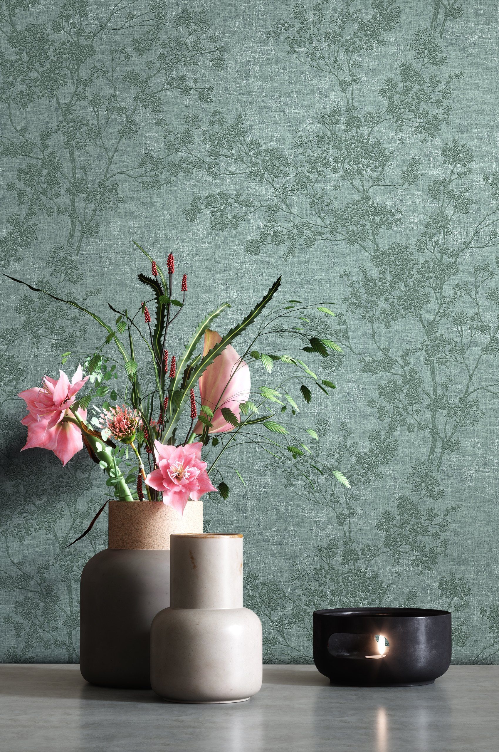 Newroom Vliestapete, Grün Tapete Blumen Floral günstig online kaufen
