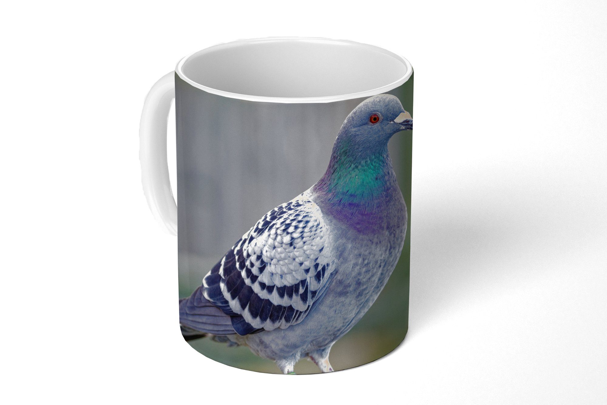 MuchoWow Tasse Taube - Vogel - Lila - Federn, 1-tlg., Keramik, Kaffeetassen, Teetasse, Becher, Kaffeebecher, Geschenk