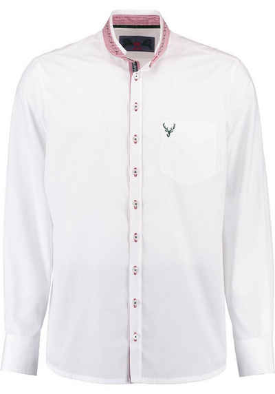 OS-Trachten Trachtenhemd »Adito« Langarmhemd mit Hirsch-Stickerei auf der Brusttasche