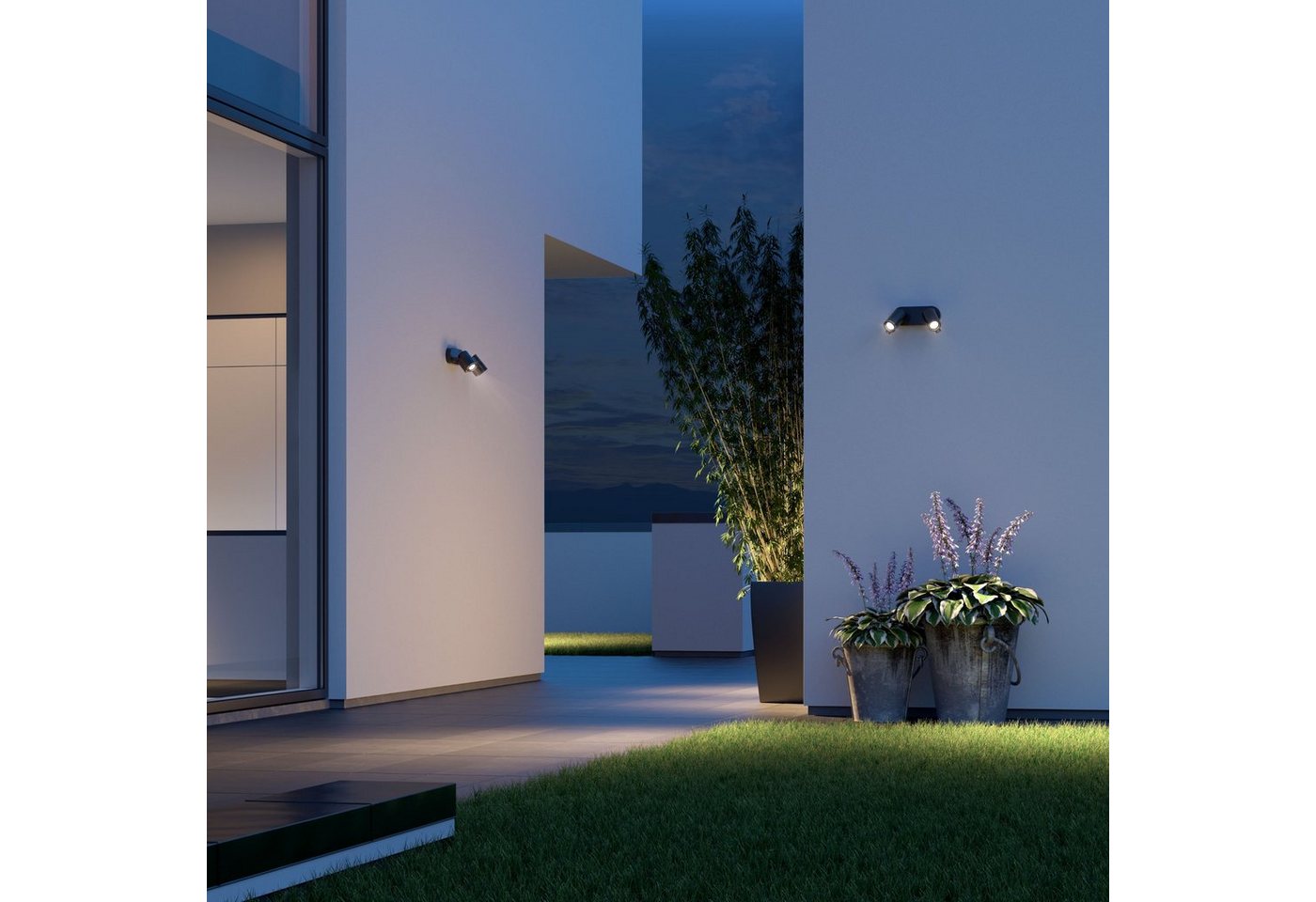 steinel LED Außen-Wandleuchte »SPOT DUO S ANT«, 180° Bewegungsmelder, schwenkbare Strahler, inkl. GU10-Leuchtmittel, 3000 K warmweiß, Anthrazit-kaufen