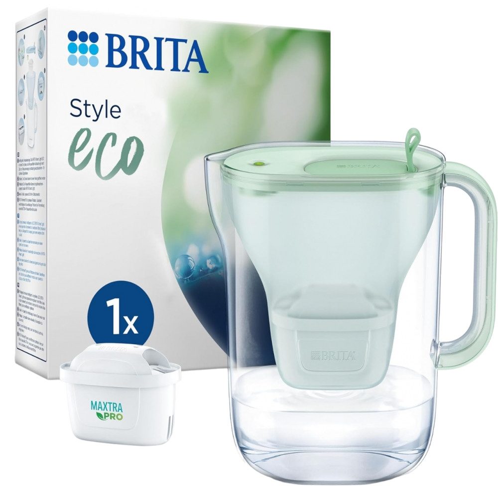 BRITA Wasseraufbereiter Style eco inkl. 3 MX PRO - Tischwasserfilter - hellgrün, 2,4 l
