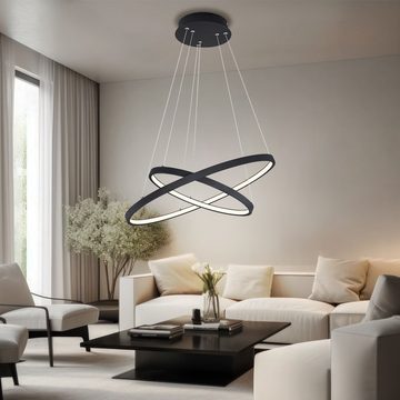Globo LED Pendelleuchte, LED-Leuchtmittel fest verbaut, Warmweiß, Pendelleuchte Ringe Decken Pendelleuchte Wohnzimmer Lampen