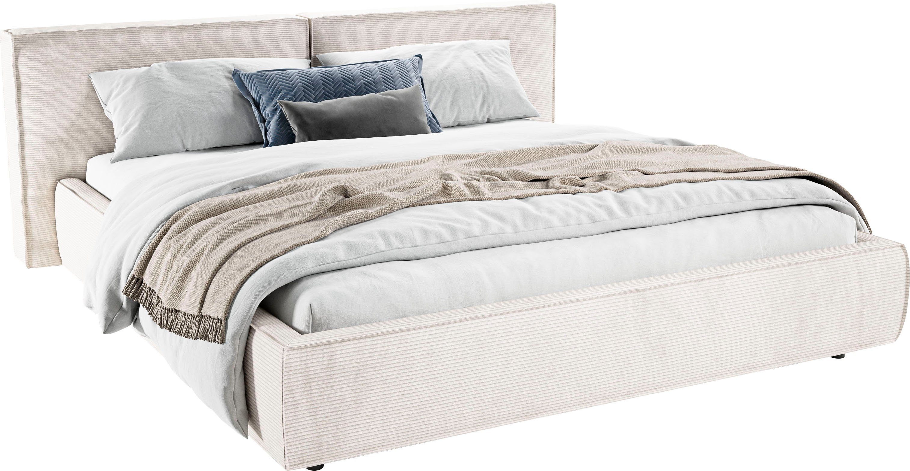 Home affaire Polsterbett Adrina mit Biesenoptik, Feincord und Luxus-Microfaser, bis 280kg, auch in Überlänge 220 cm, 4 Breiten bis 200cm