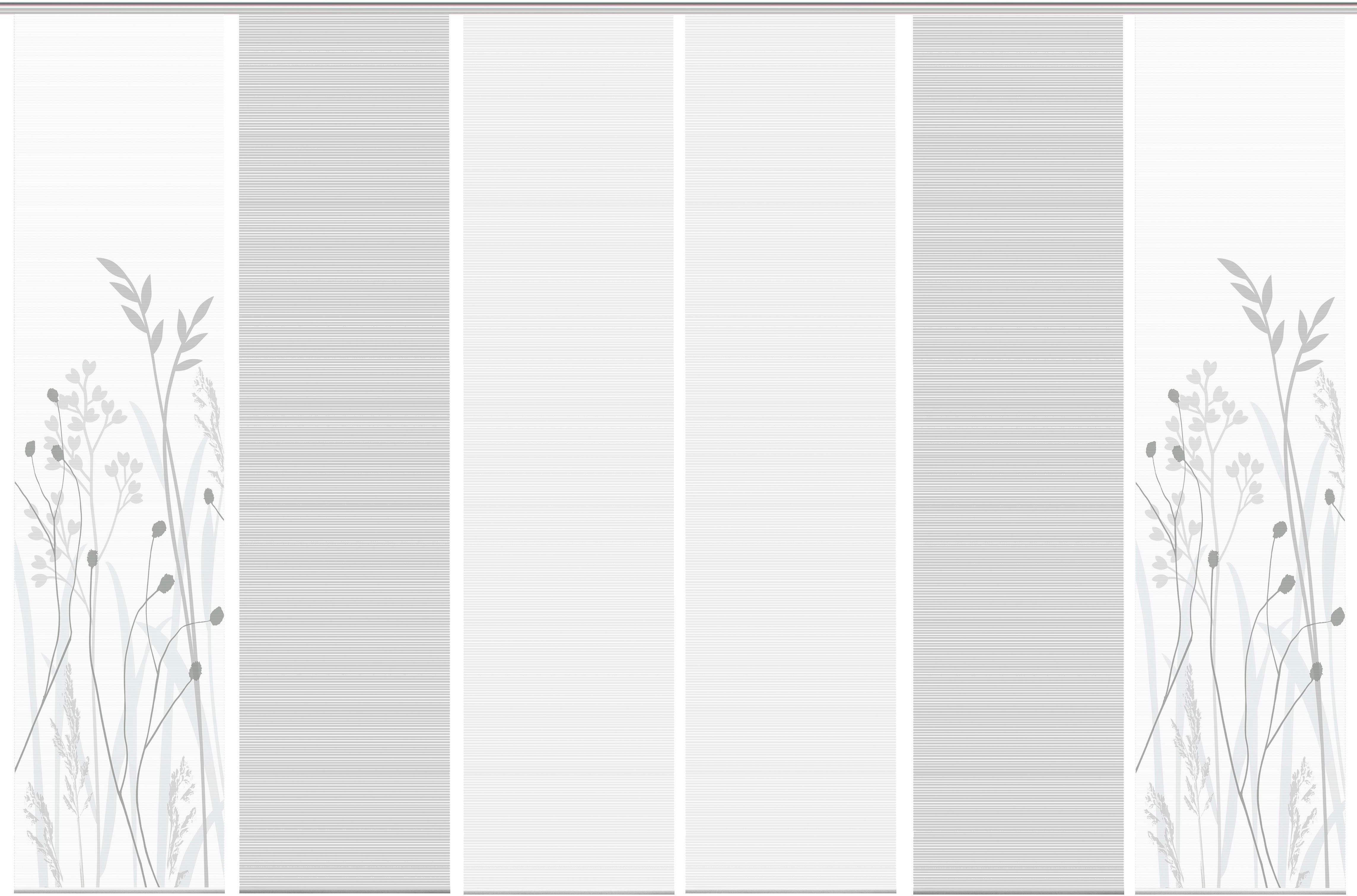 Vision S Schiebegardine GRASIL 6er SET (6 St), Paneelwagen, blickdicht, Bambus-Optik, Digital bedruckt