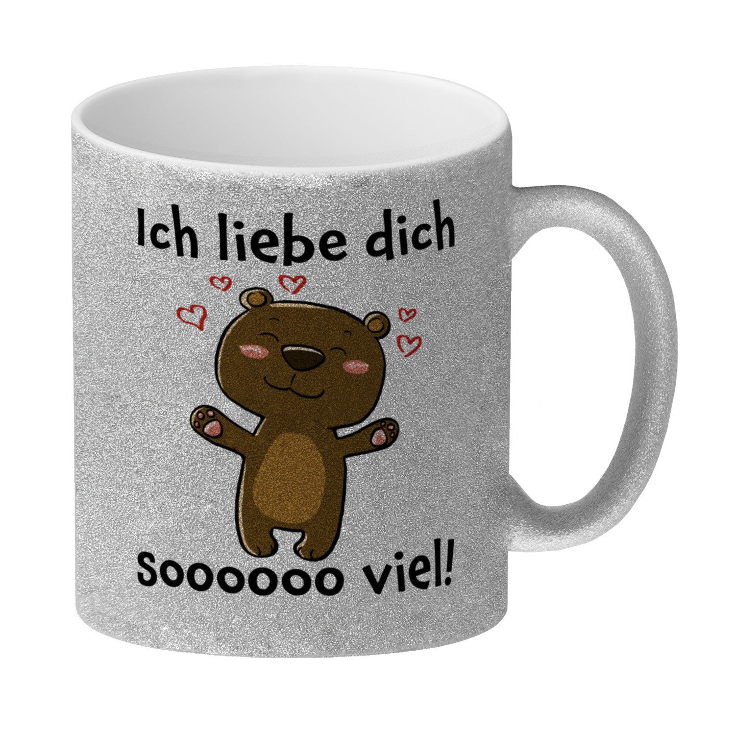 Tasse Ich liebe dich soooooo viel Glitzer Kaffeebecher mit niedlichem