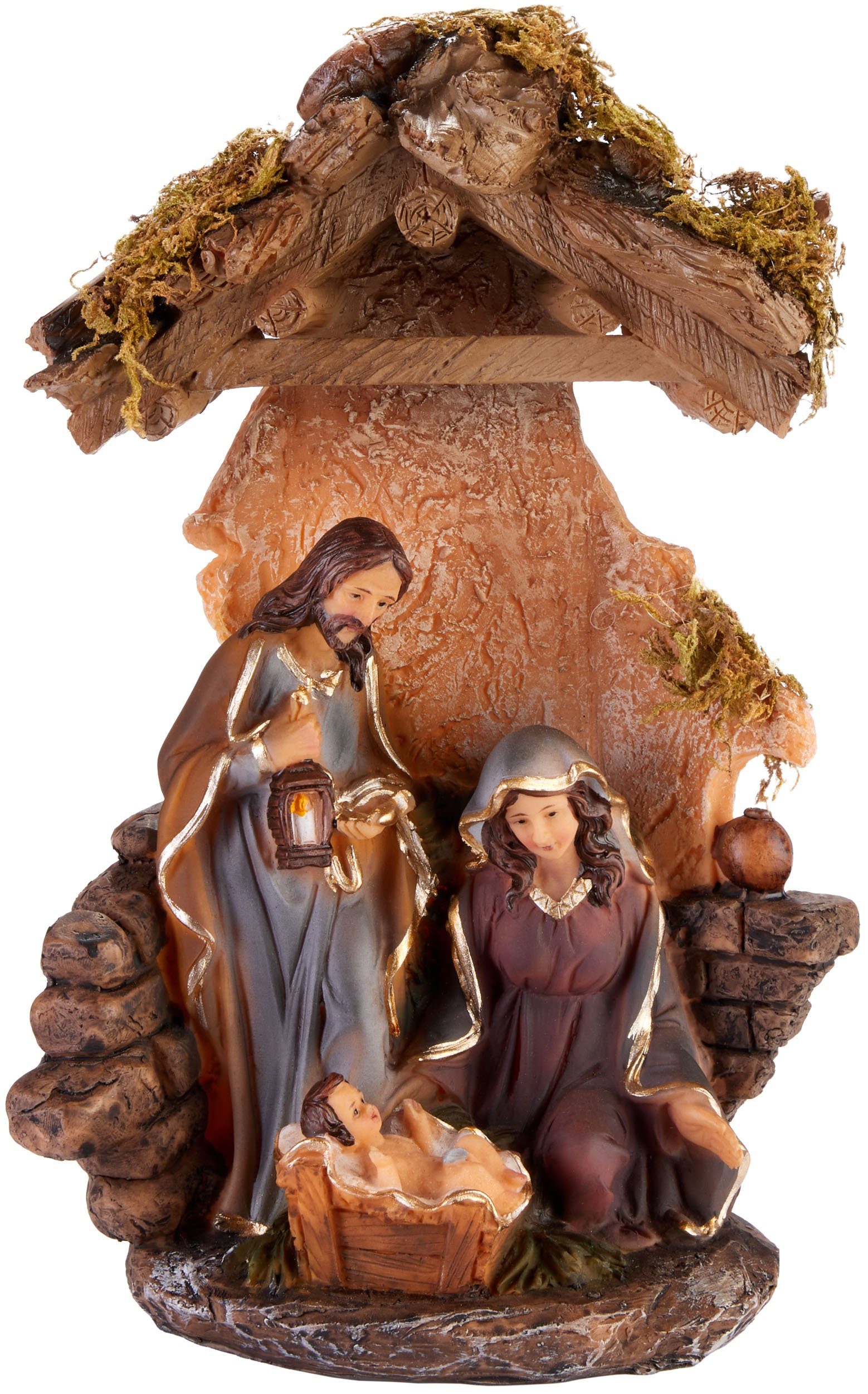 BRUBAKER Krippenfigur Krippenfigur Heilige Familie - Jesus, Maria und Josef (25 cm Weihnachtsfigur mit handbemalten Фигурки, 1 St), Krippenszene Weihnachtsdekoration - Tischdekoration aus Polyresin