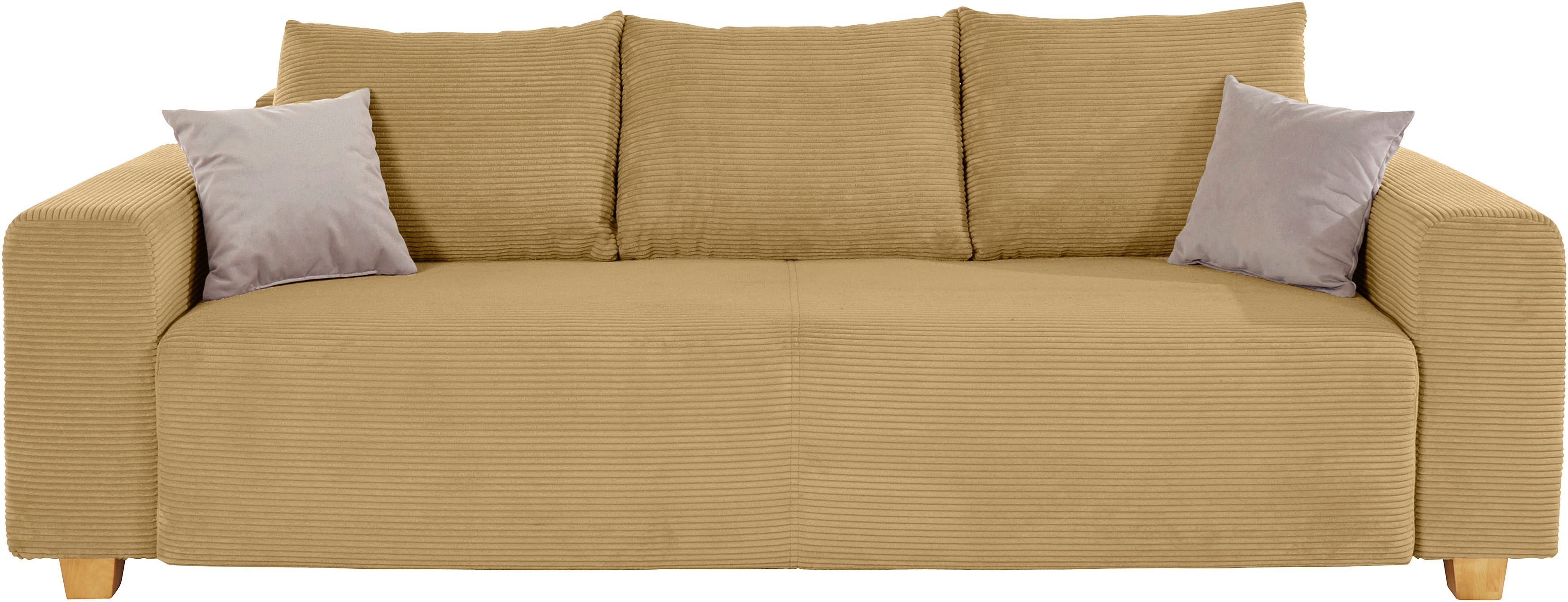 COLLECTION AB Schlafsofa Yves, B: 243 cm, Liegefl. 142x194 cm, Bettfunktion, Bettkasten & 2 Zierkissen, Federkern