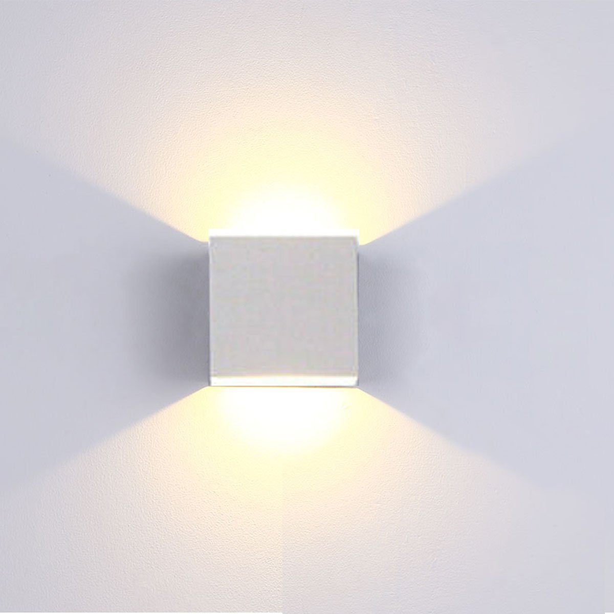 oyajia Wandleuchte 6W /7W Balkon Down LED 6W Wohnzimmer Schlafzimmer Cube fest Warmweiß, Lampe Treppen Modern für Wand Wandlampe Weiß Flur LED Square Strahler Lampe, Licht Up Leuchten, integriert