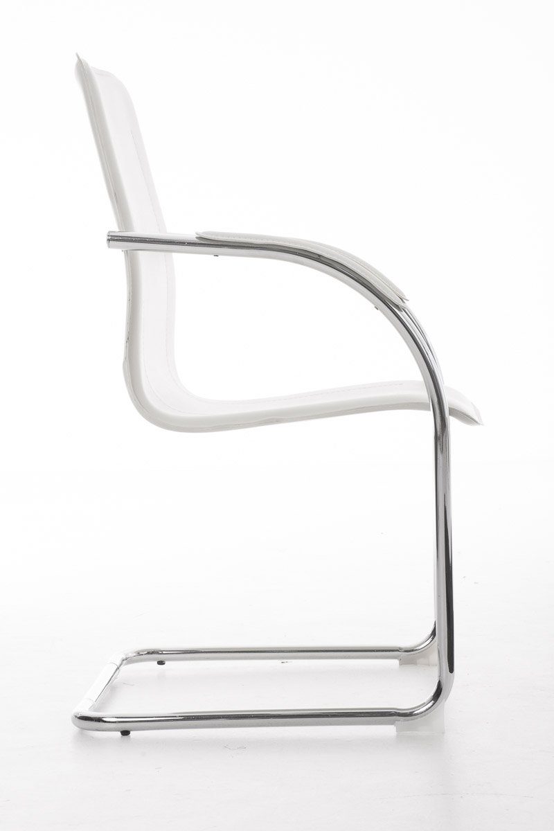 Gestell: (Küchenstuhl Wohnzimmerstuhl), mit chrom - weiß gepolsterter Esszimmerstuhl hochwertig Kunstleder - Konferenzstuhl Besucherstuhl - Metall Meli Sitzfläche: - TPFLiving Sitzfläche