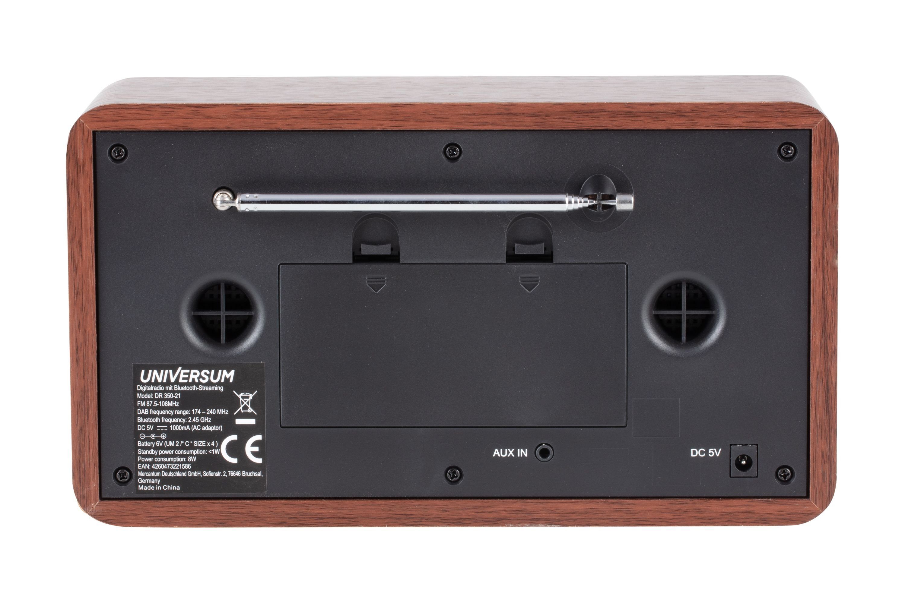 UNIVERSUM* DR 350-21 mit Digitalradio Digitalradio Bluetooth, Holzgehäuse, AUX-IN und (Retro Weckfuntion) (DAB)