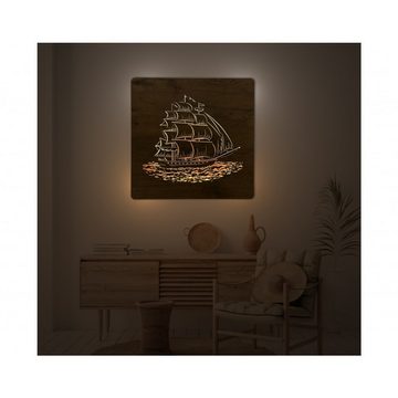 WohndesignPlus LED-Bild LED-Wandbild "Segelboot" 70cm x 70cm mit 230V, Wasser, DIMMBAR! Viele Größen und verschiedene Dekore sind möglich.