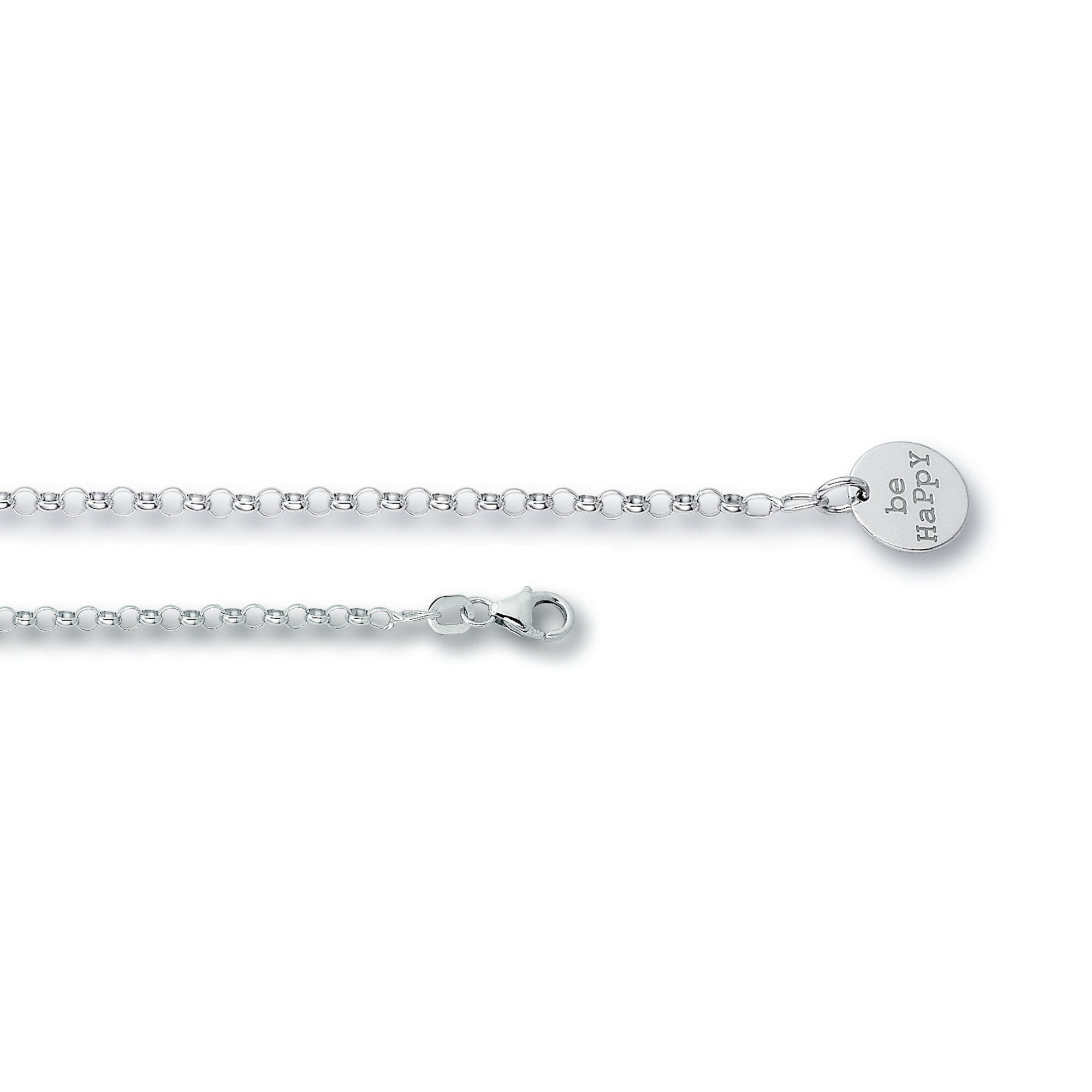 Ø, ONE Schmuck Happy Damen Silber Fußkettchen aus Be Be 25 cm ELEMENT Silber 925 Fußkette Happy