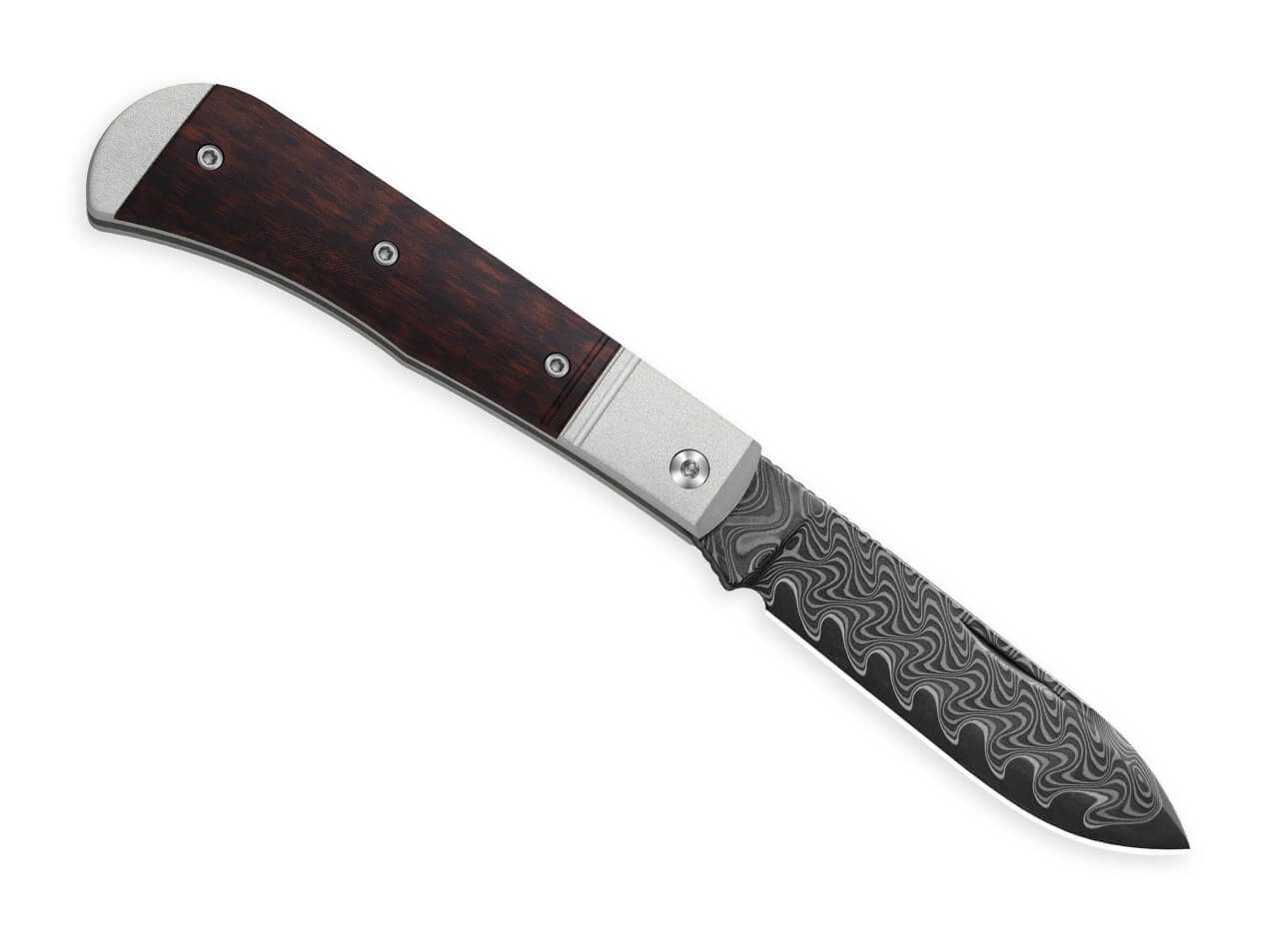 Kizer Taschenmesser Kizer Trestle D Damascus Aluminum & Leopard Wood, Taschenmesser, (1 St), Damaststahl, leicht
