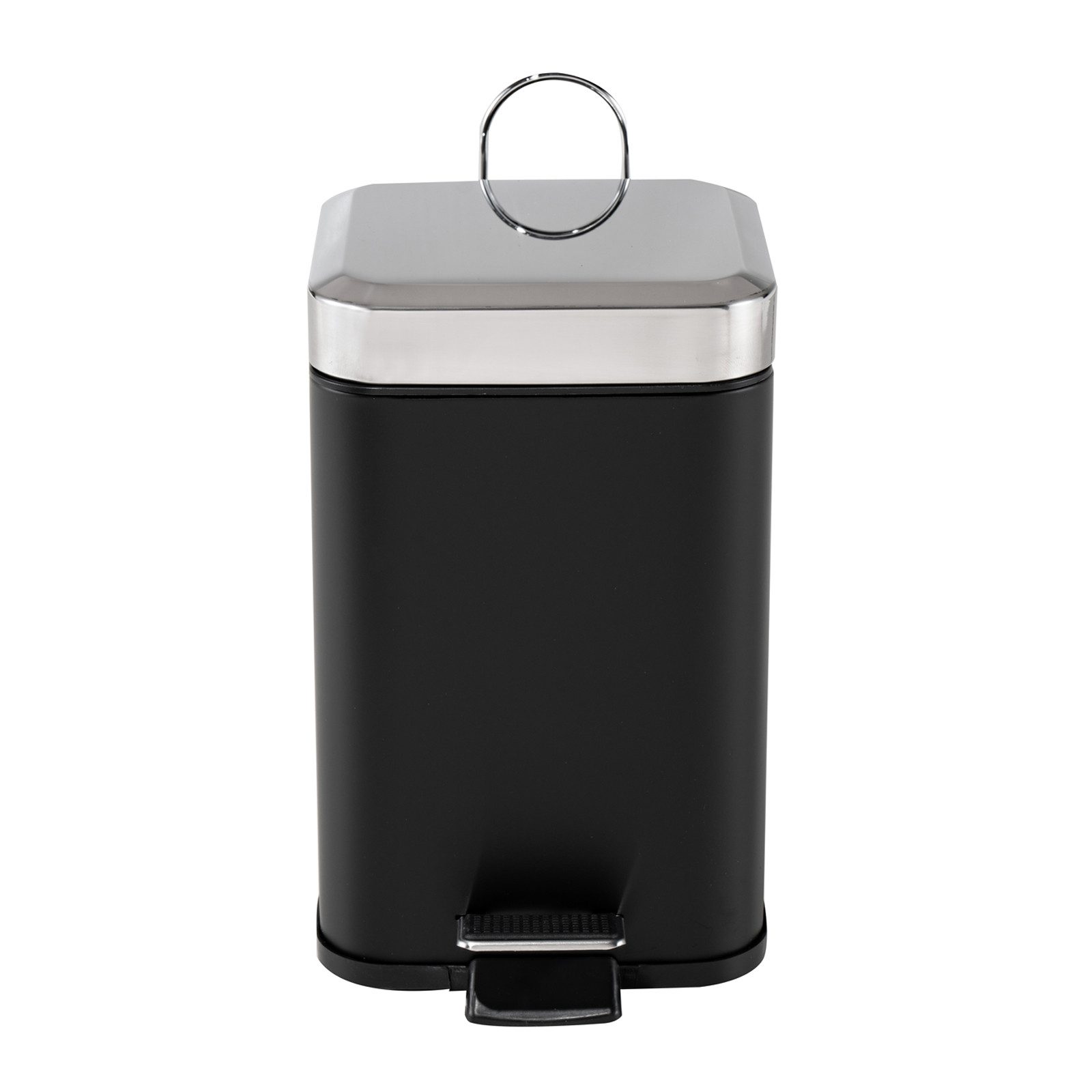HTI-Living Kosmetikeimer Treteimer eckig Jannik 3 Liter Schwarz Silber, Mülleimer Kosmetikeimer mit Soft-Close-Deckel