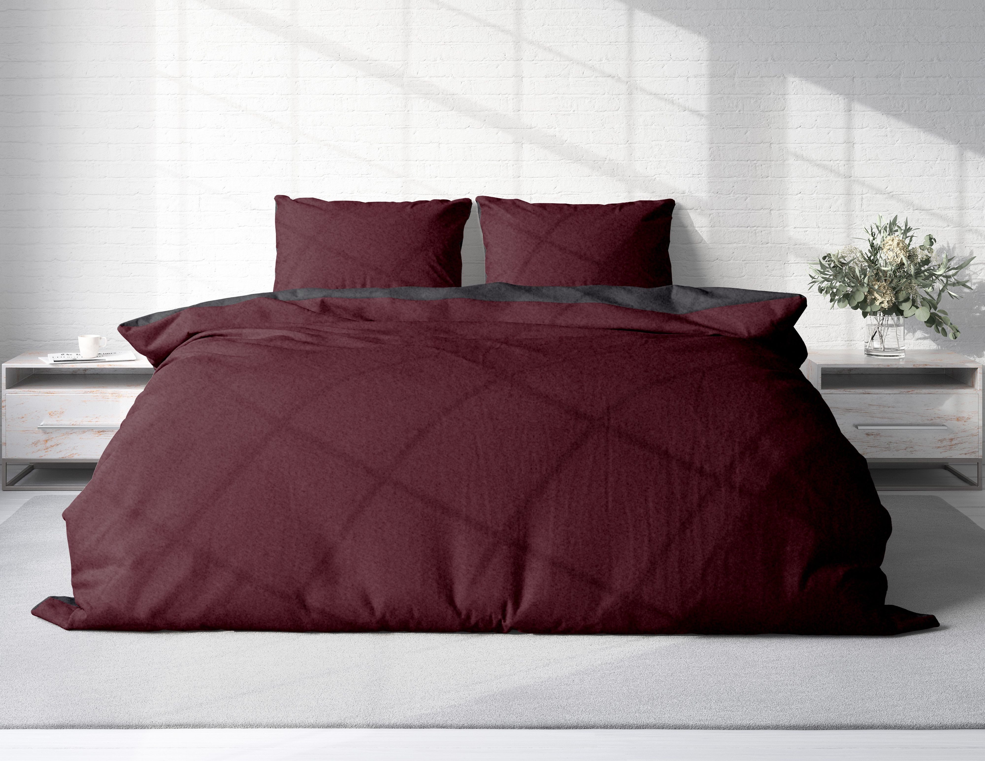 One Home Bettwäsche Doubleface Unifarben, Fleece, 3 teilig, Wende modern, kuschelig flauschig warm weich Winter Doppelbett