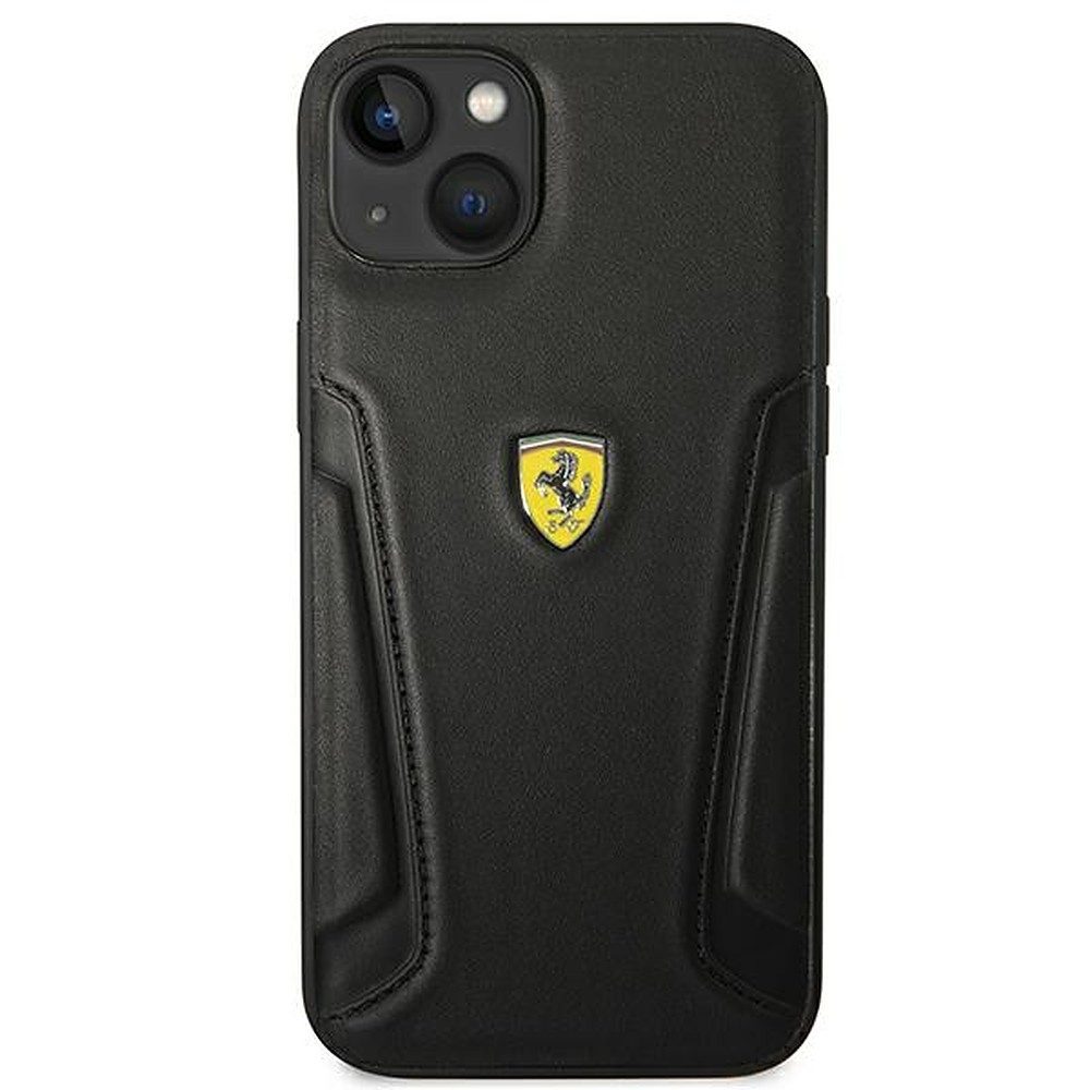 Ferrari Handyhülle Hartschale Lederhülle 6,7, Echtleder, Ferrari-Lizenz, Steppnaht, Hartschale