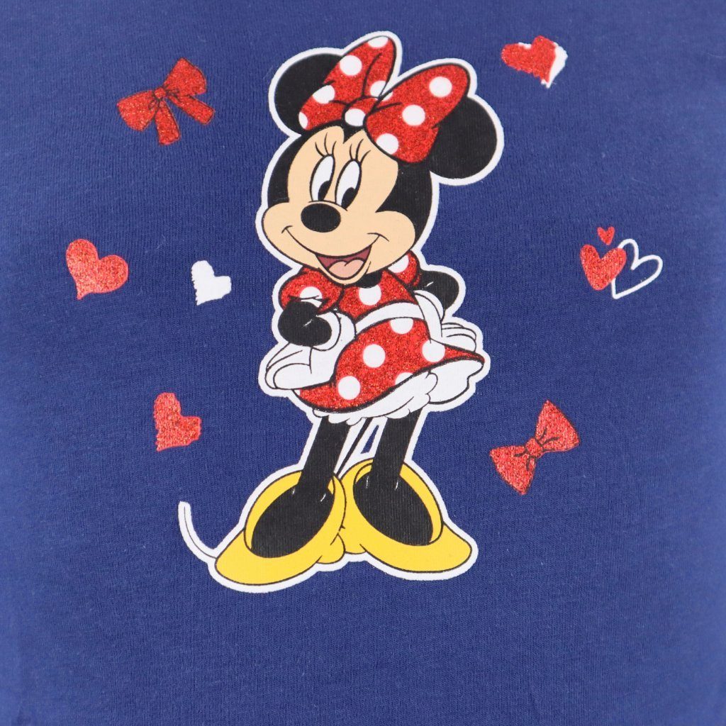 Disney Sommerkleid Disney Minnie Maus bis Gr. Kleid 128, Glitzer Blau langarm Kinder 98 100% baumwolle