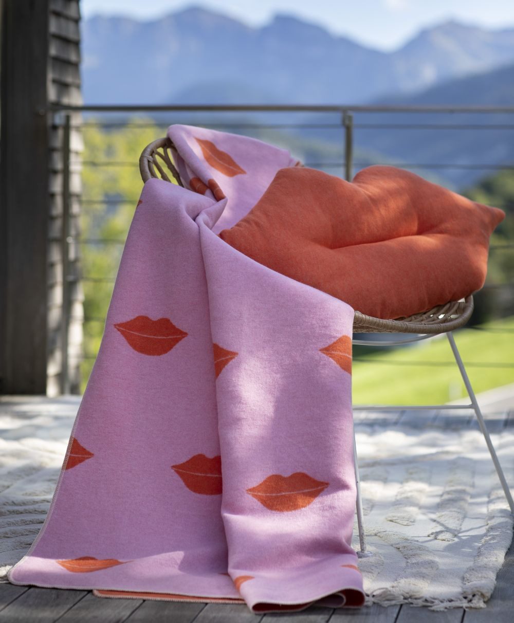 DAVID FUSSENEGGER Dekokissen gefüllt Silvretta 'Lips' 35 x 80 cm Dunkelorange