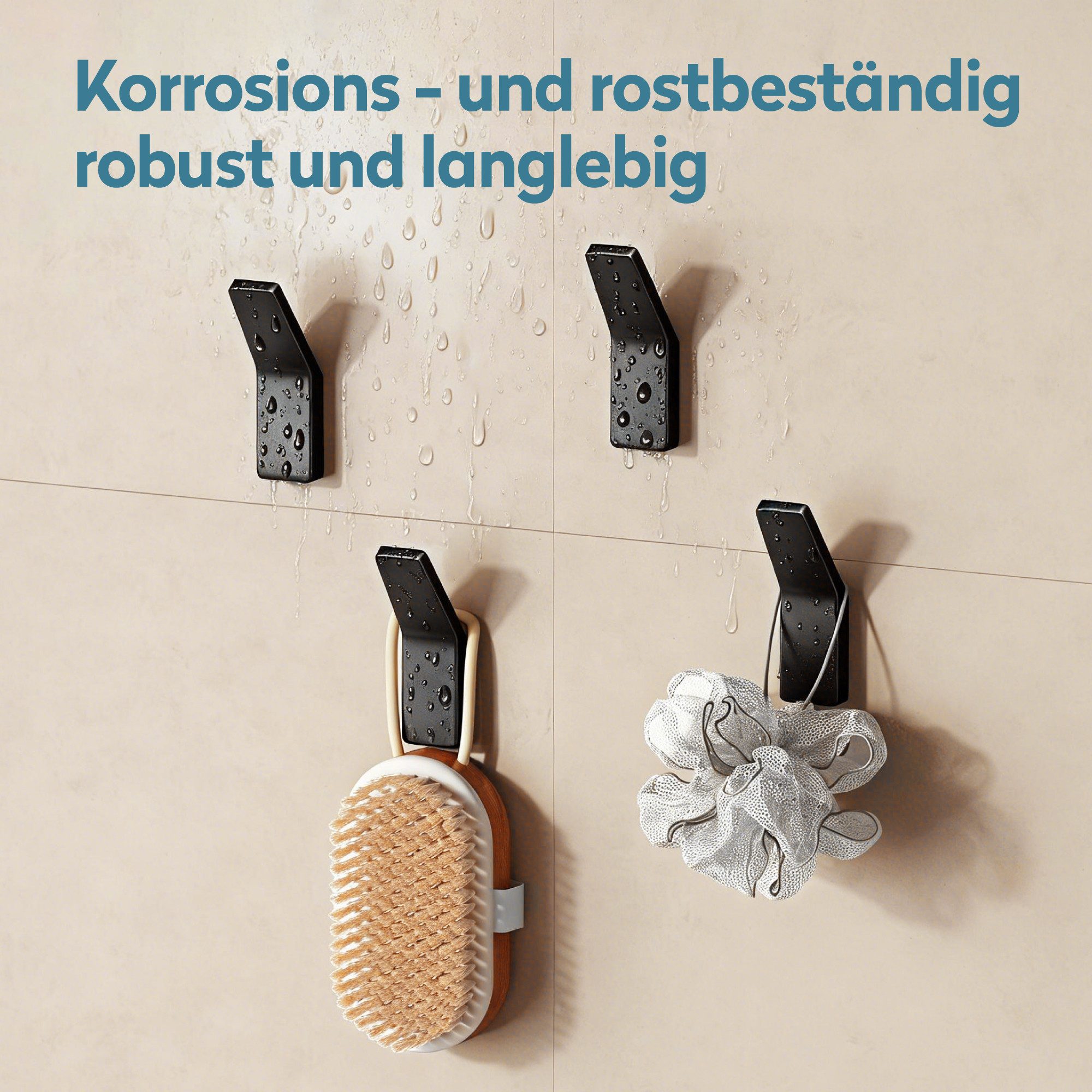 doporro Wandhaken Handtuchhaken Klebehaken aus Zinklegierung ohne Bohren Stalo-13, (4-St), 40° Wandneigung, Zinklegierung in einem Stück gegossen