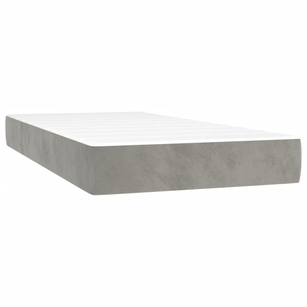 Boxspringmatratze Taschenfederkernmatratze Hellgrau 80x220x20 cm Samt, günstig online kaufen